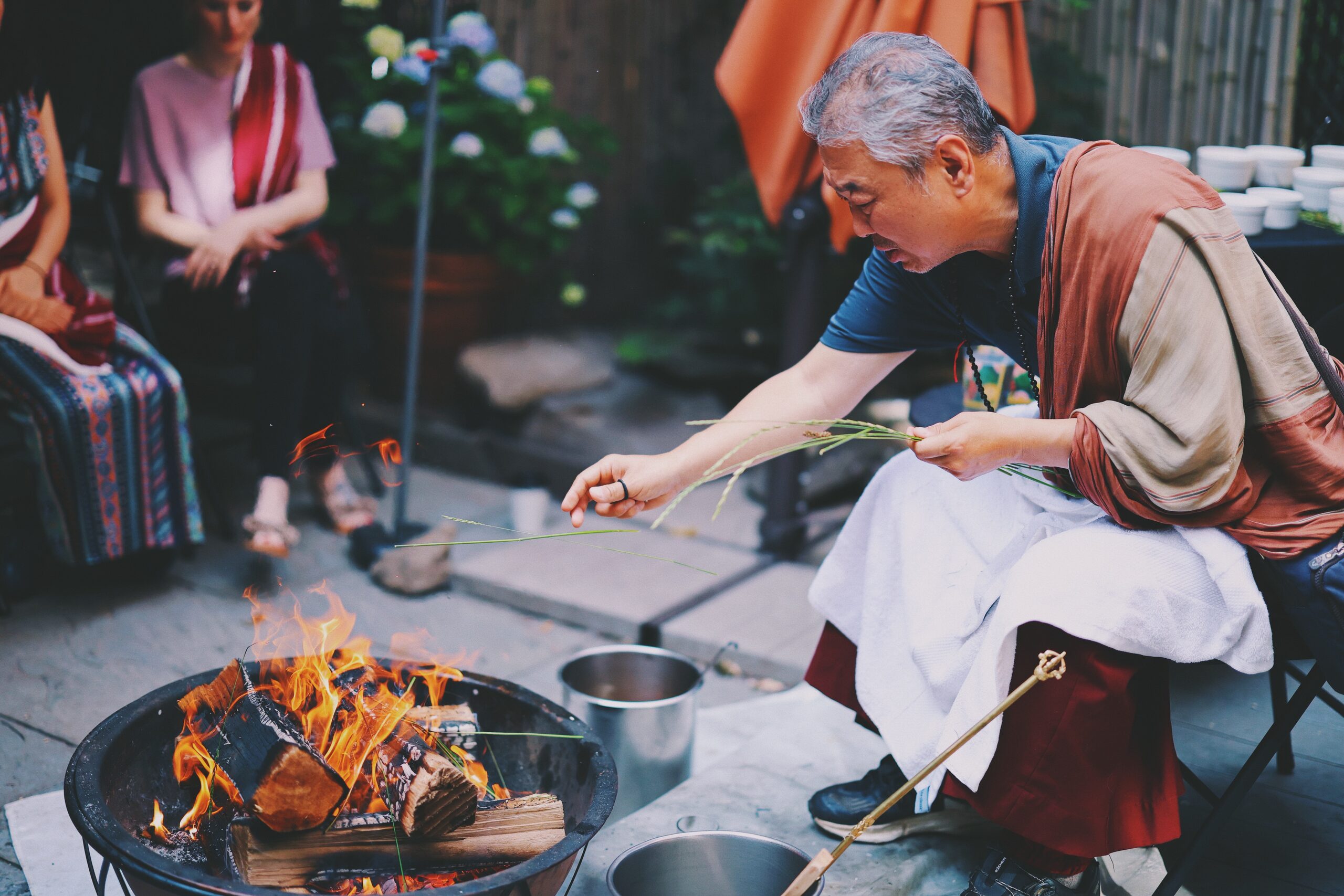 Sangha members in meditation